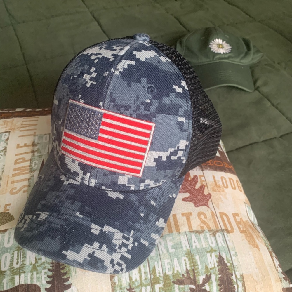 USA Camo Baseball Cap with Black Mesh